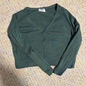 Green cropped cardigan